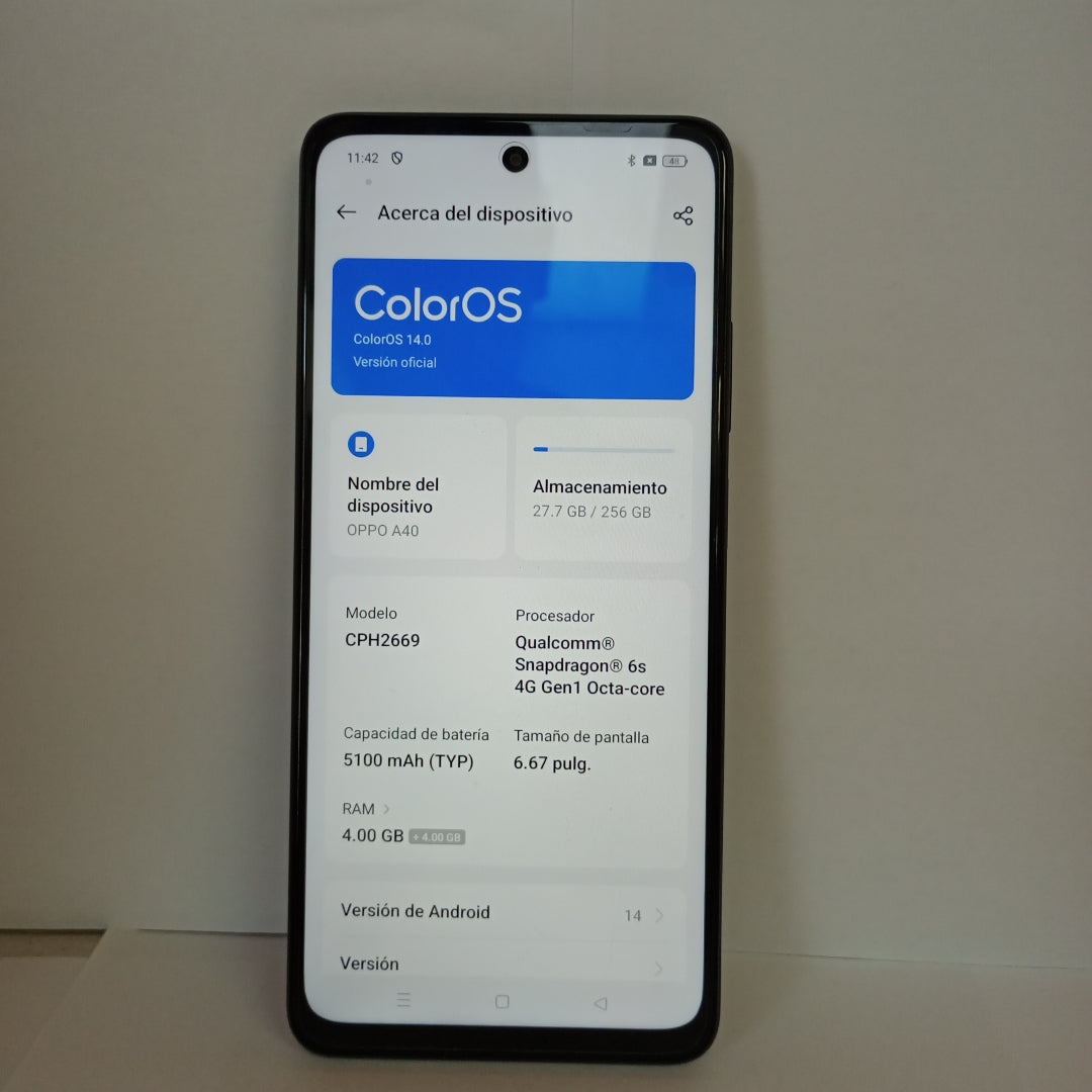 CELULAR OPPO  A40 CPH2669 (2024) 256 GB 4 GB RAM (SEMINUEVO)