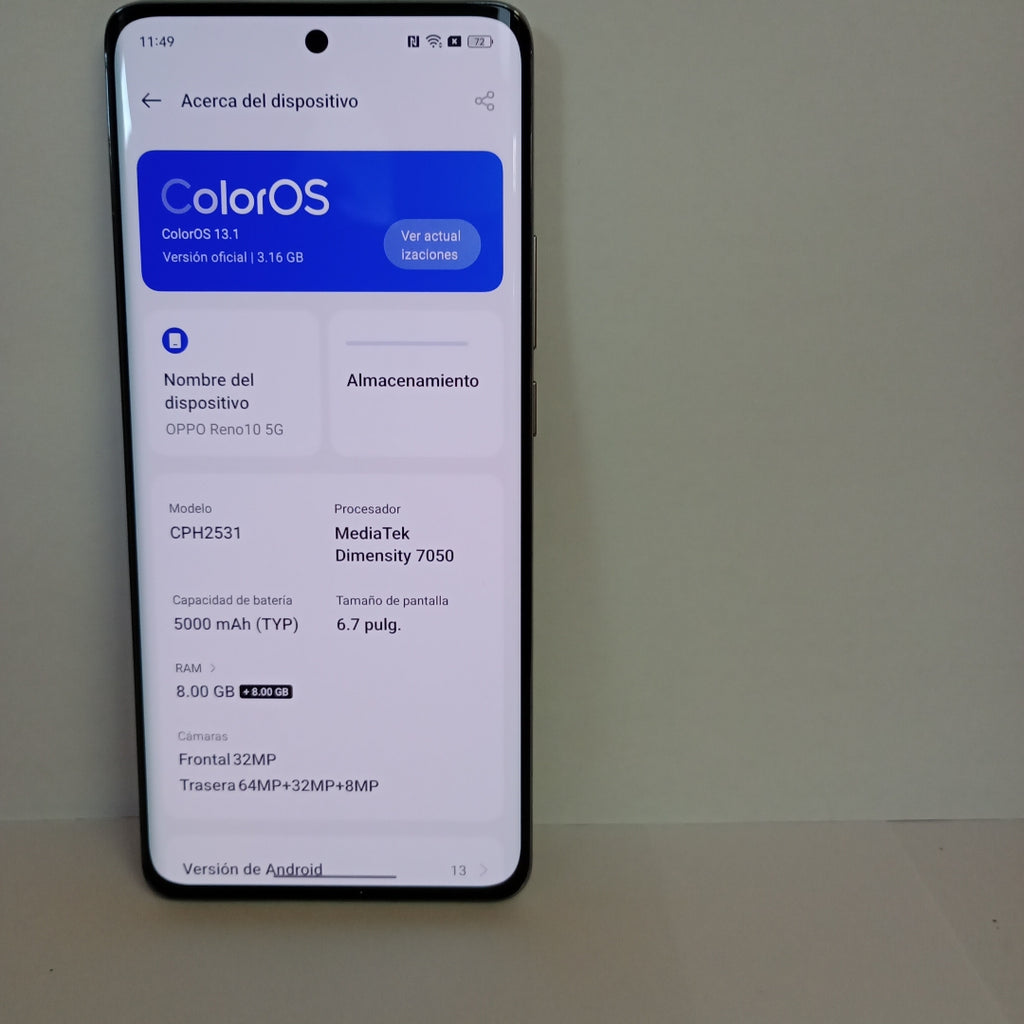CELULAR OPPO  RENO10 5G CPH2531 (2023) 256 GB 8 GB RAM (SEMINUEVO)