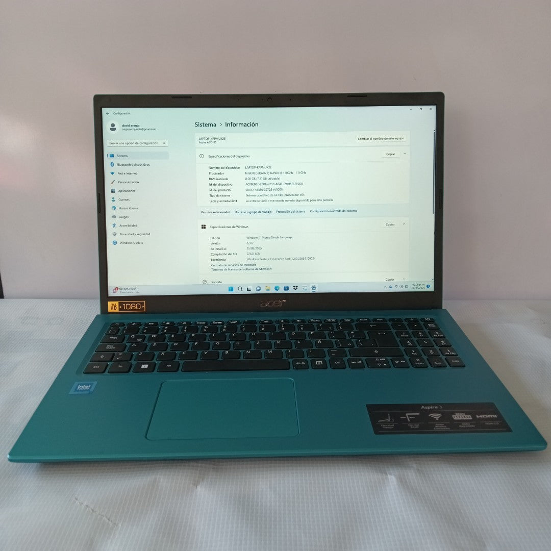 LAPTOP ACER ASPIRE 3 A315-35-C3RU (2023) 1 TB 8 GB RAM (SEMINUEVO)
