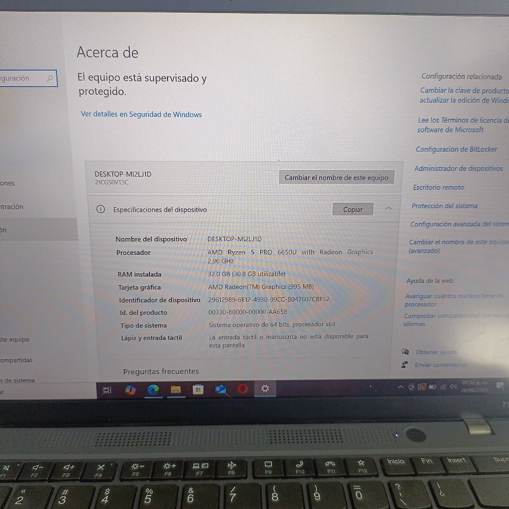 LAPTOP LENOVO THINKPAD T14 GEN 3 (2023) 512 GB SSD 16 GB RAM (SEMINUEVO)