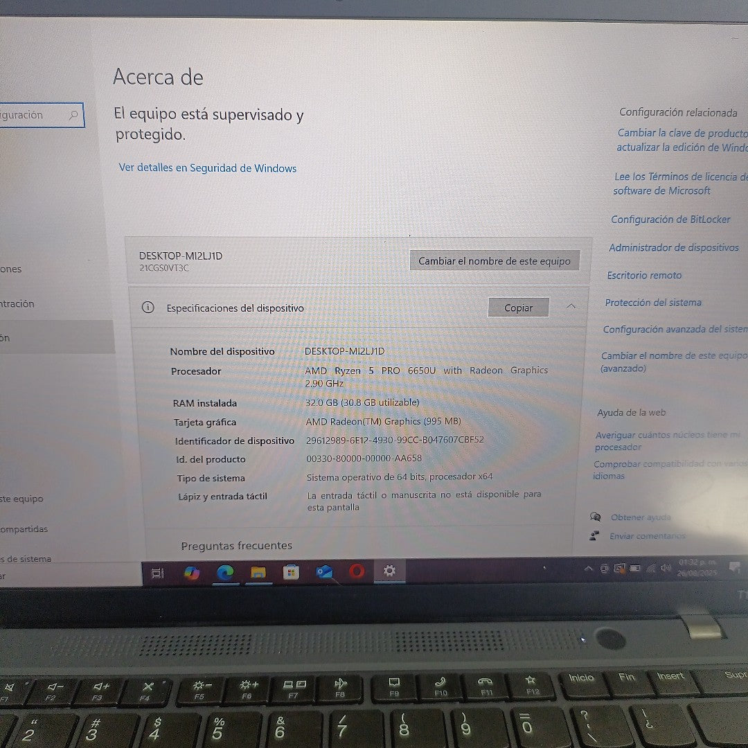 LAPTOP LENOVO THINKPAD T14 GEN 3 (2023) 512 GB SSD 16 GB RAM (SEMINUEVO)