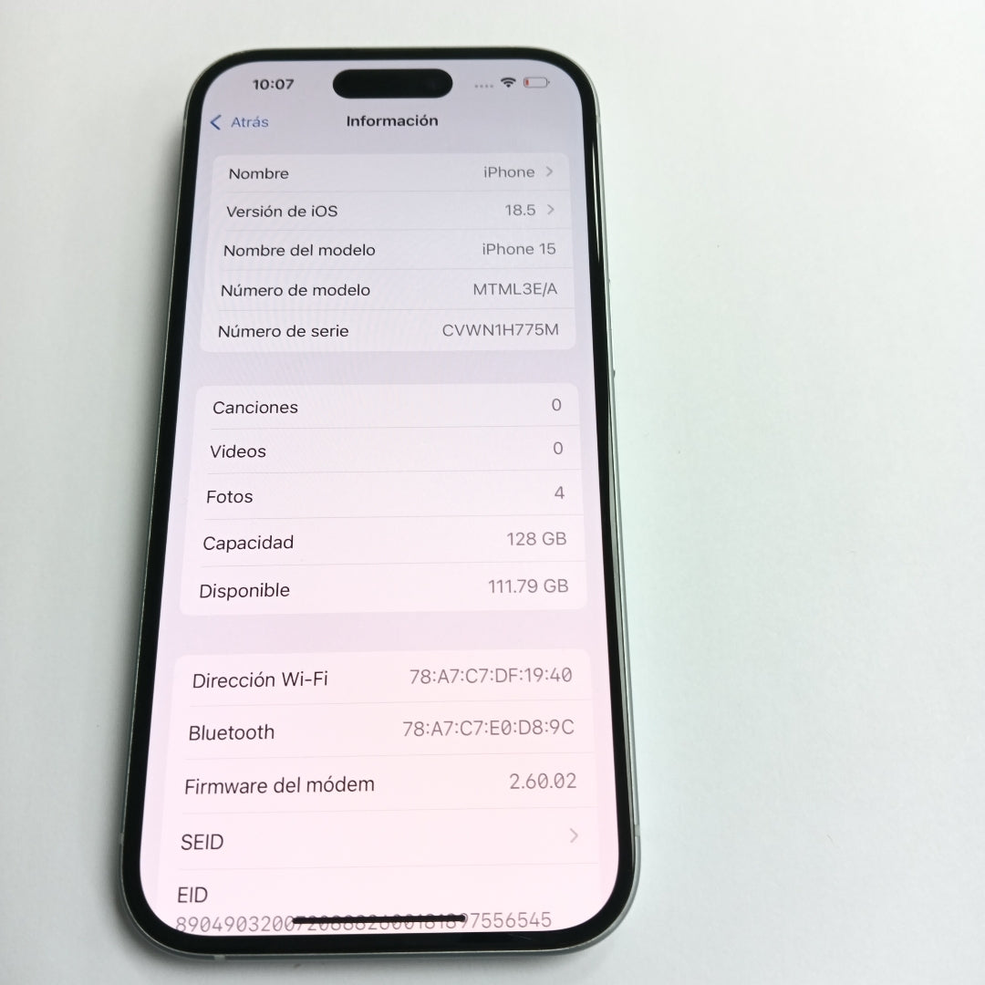 CELULAR APPLE IPHONE 15 A3089 (2023) 128 GB 6 GB RAM (SEMINUEVO)
