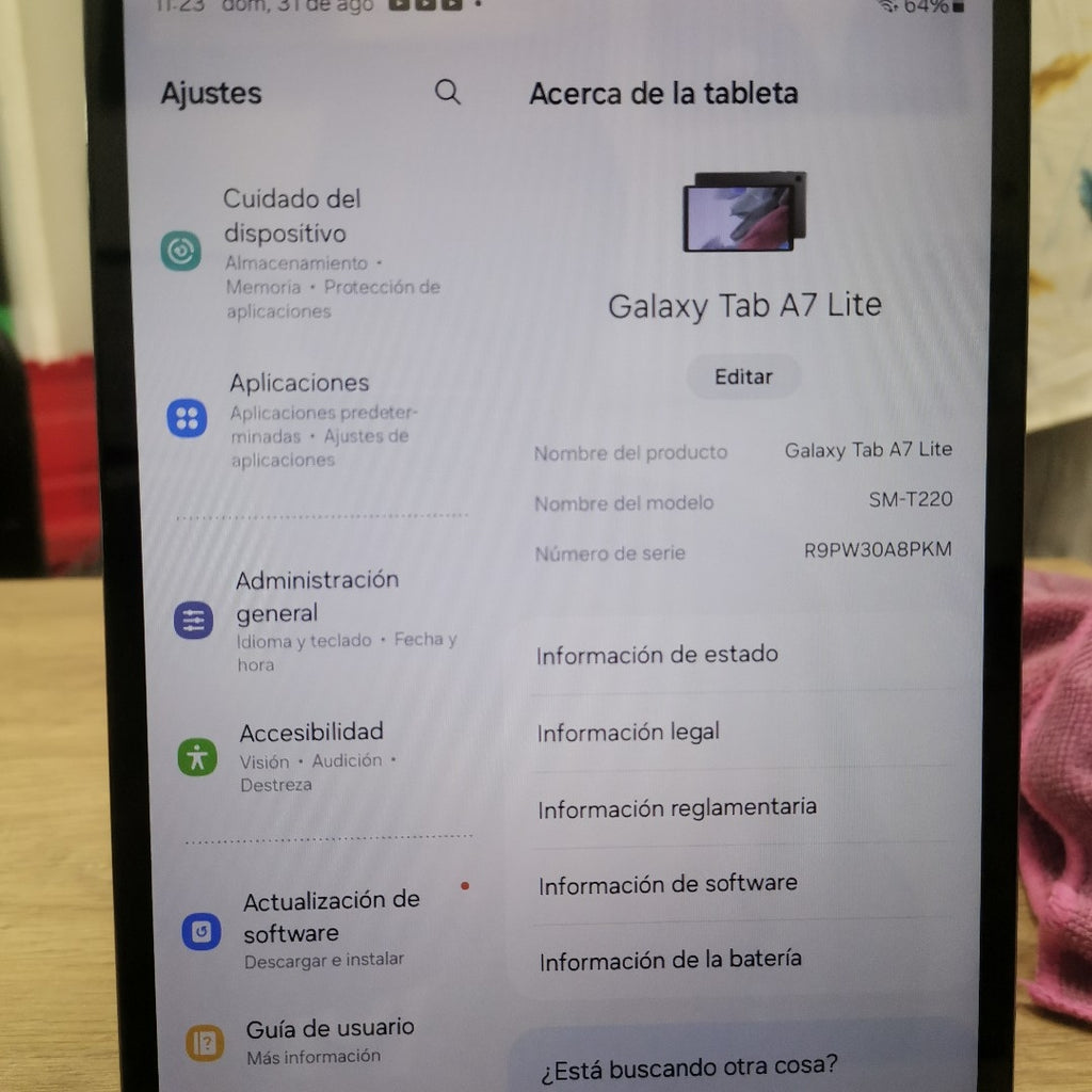 TABLETA SAMSUNG GALAXY TAB A7 LITE SM-T220 32 GB 3 GB RAM (SEMINUEVO)