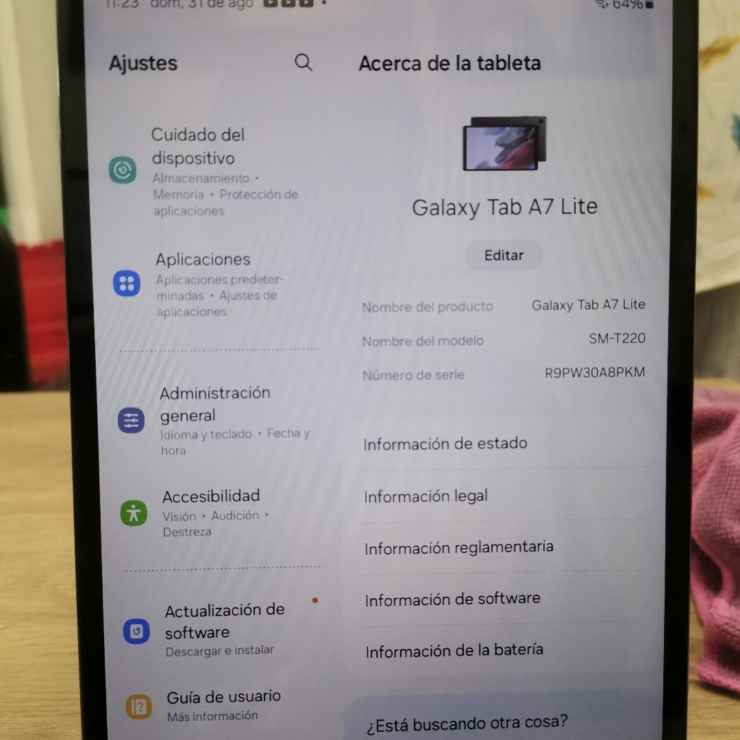 TABLETA SAMSUNG GALAXY TAB A7 LITE SM-T220 32 GB 3 GB RAM (SEMINUEVO)