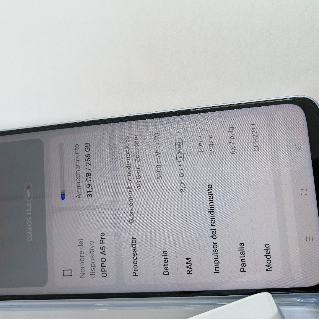 CELULAR OPPO  A5 PRO CPH2711 (2025) 256 GB 8 GB RAM (SEMINUEVO)