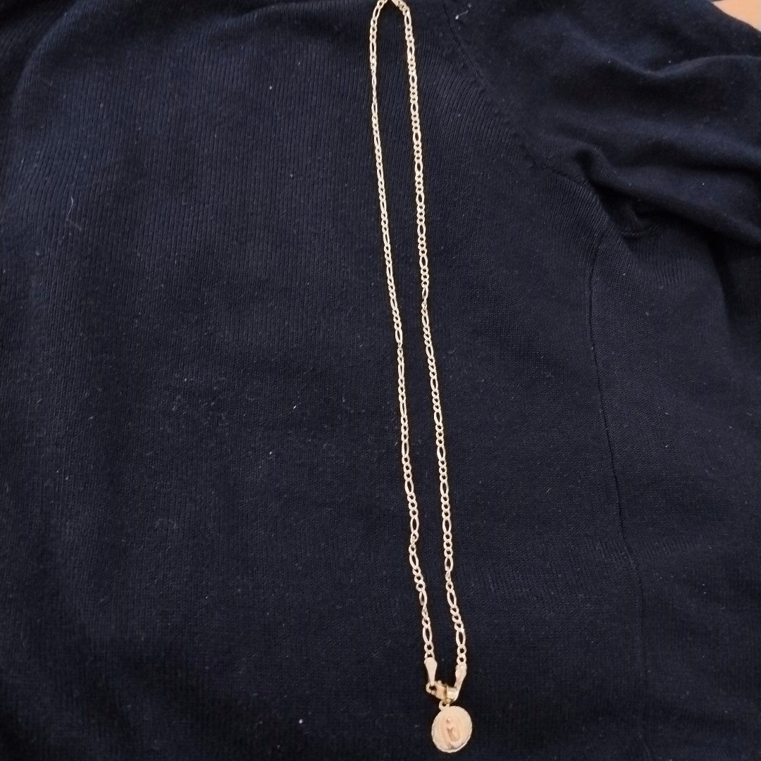 CADENA, MEDALLA RELIGIOSA. ORO. 10 K 5.7 GRMS (SEMINUEVO)