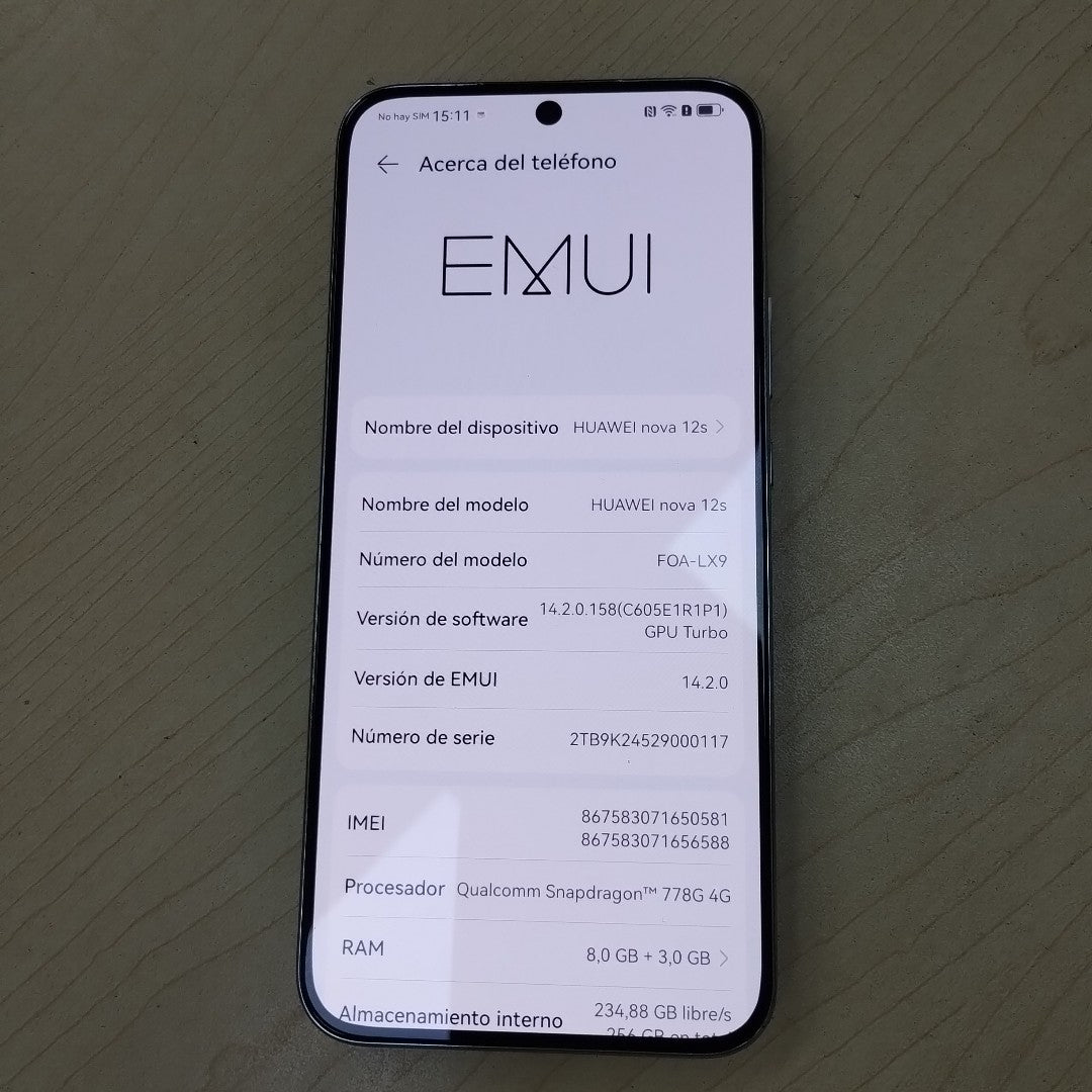 CELULAR HUAWEI NOVA 12S FOA-LX9 (2024) 256 GB 8 GB RAM (SEMINUEVO)