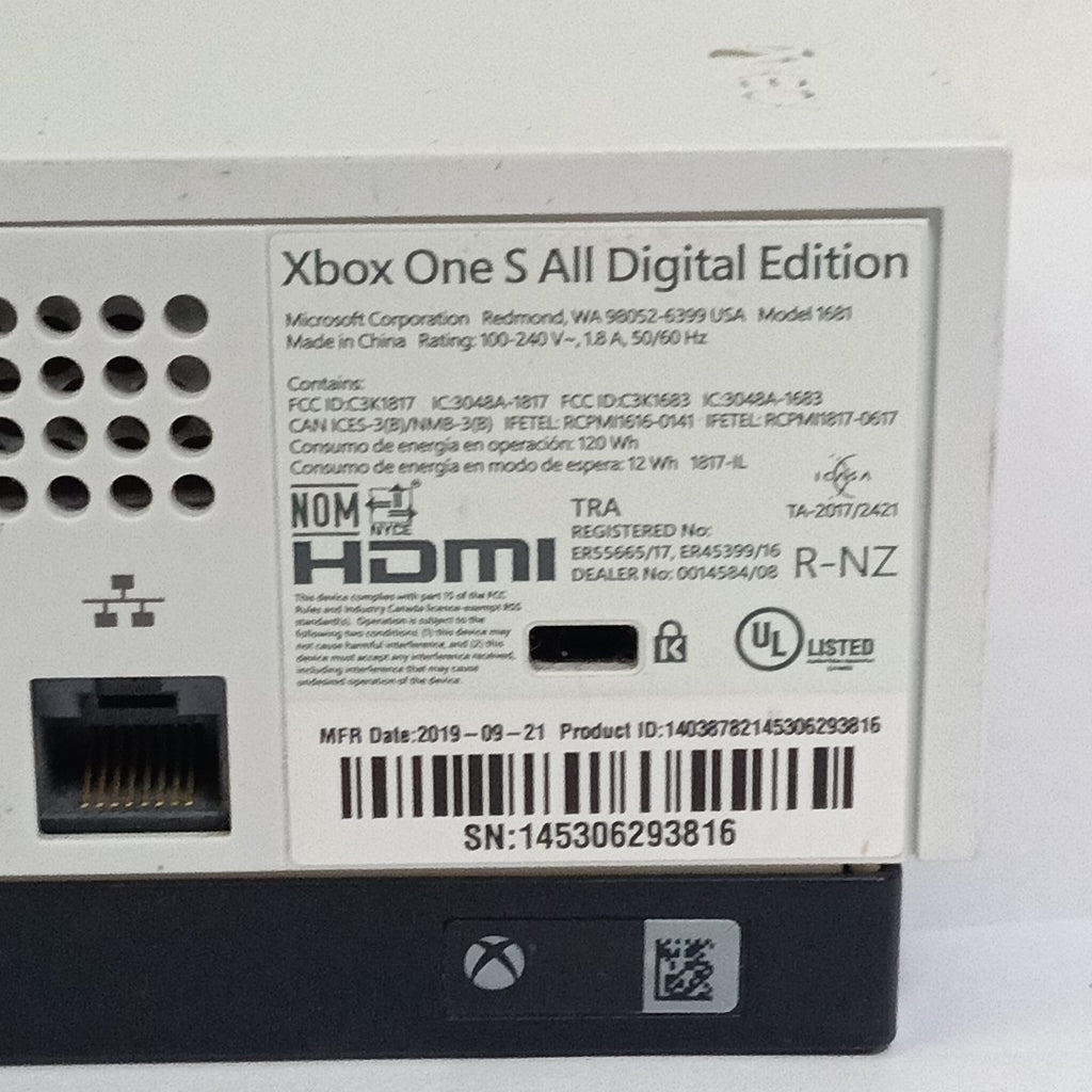 CONSOLA DE VIDEOJUEGO MICROSOFT XBOX ONE S ALL DIGITAL 1 TB (SEMINUEVO)