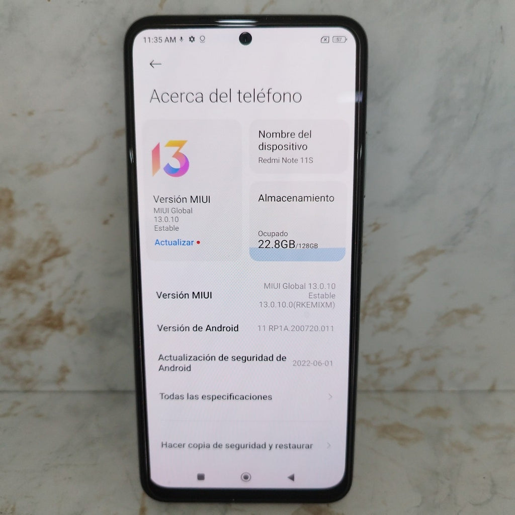 CELULAR XIAOMI REDMI NOTE 11S 2201117SL 128 GB 6 GB RAM (SEMINUEVO)