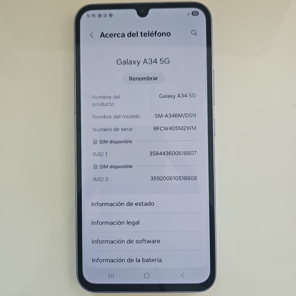 CELULAR SAMSUNG GALAXY A34 5G SM-A346M 256 GB 8 GB RAM (SEMINUEVO)