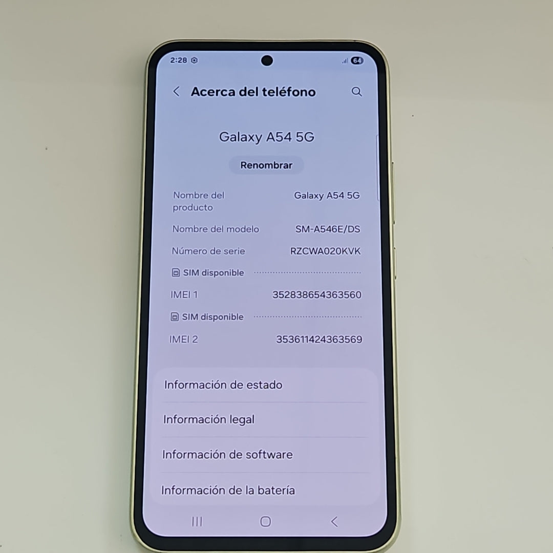 CELULAR SAMSUNG GALAXY A54 5G SM-A546E 256 GB 8 GB RAM (SEMINUEVO)
