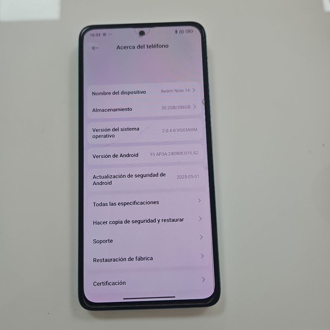CELULAR XIAOMI REDMI NOTE 14 24117RN76L (2025) 256 GB 8 GB RAM (SEMINUEVO)
