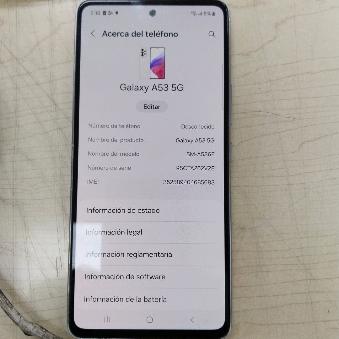 CELULAR SAMSUNG GALAXY A53 5G SM-A536E 128 GB 6 GB RAM