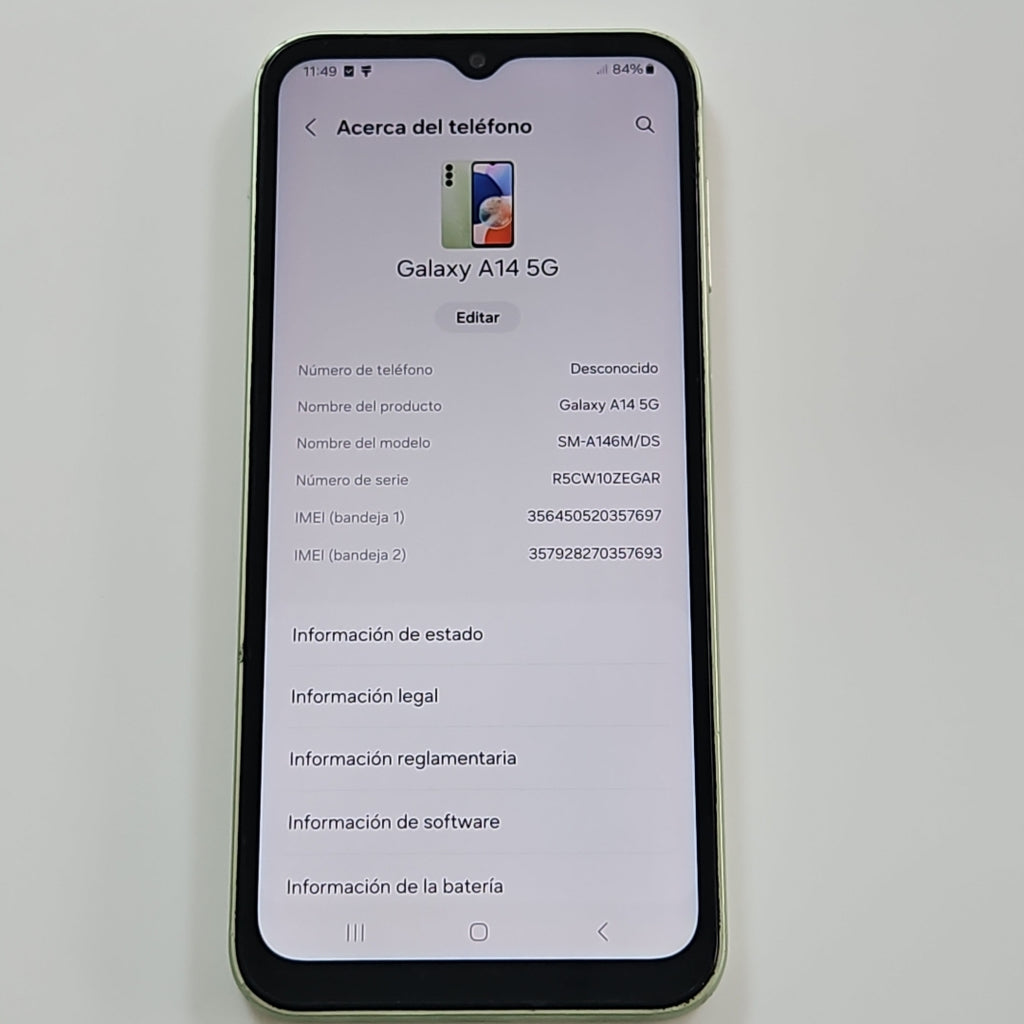 CELULAR SAMSUNG GALAXY A14 5G SM-A146M (2023) 128 GB 4 GB RAM (SEMINUEVO)