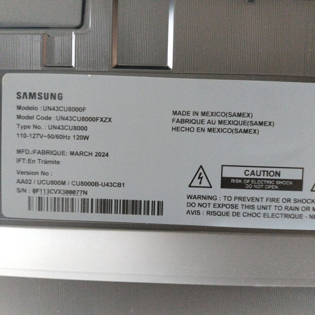 PANTALLA SAMSUNG UN43AU8000F (2023) 43" LED 4K (SEMINUEVO)