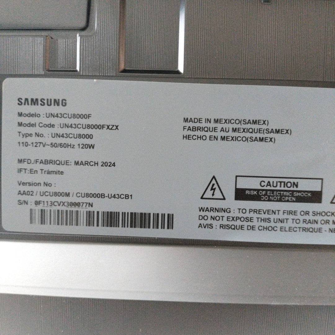 PANTALLA SAMSUNG UN43AU8000F (2023) 43" LED 4K (SEMINUEVO)