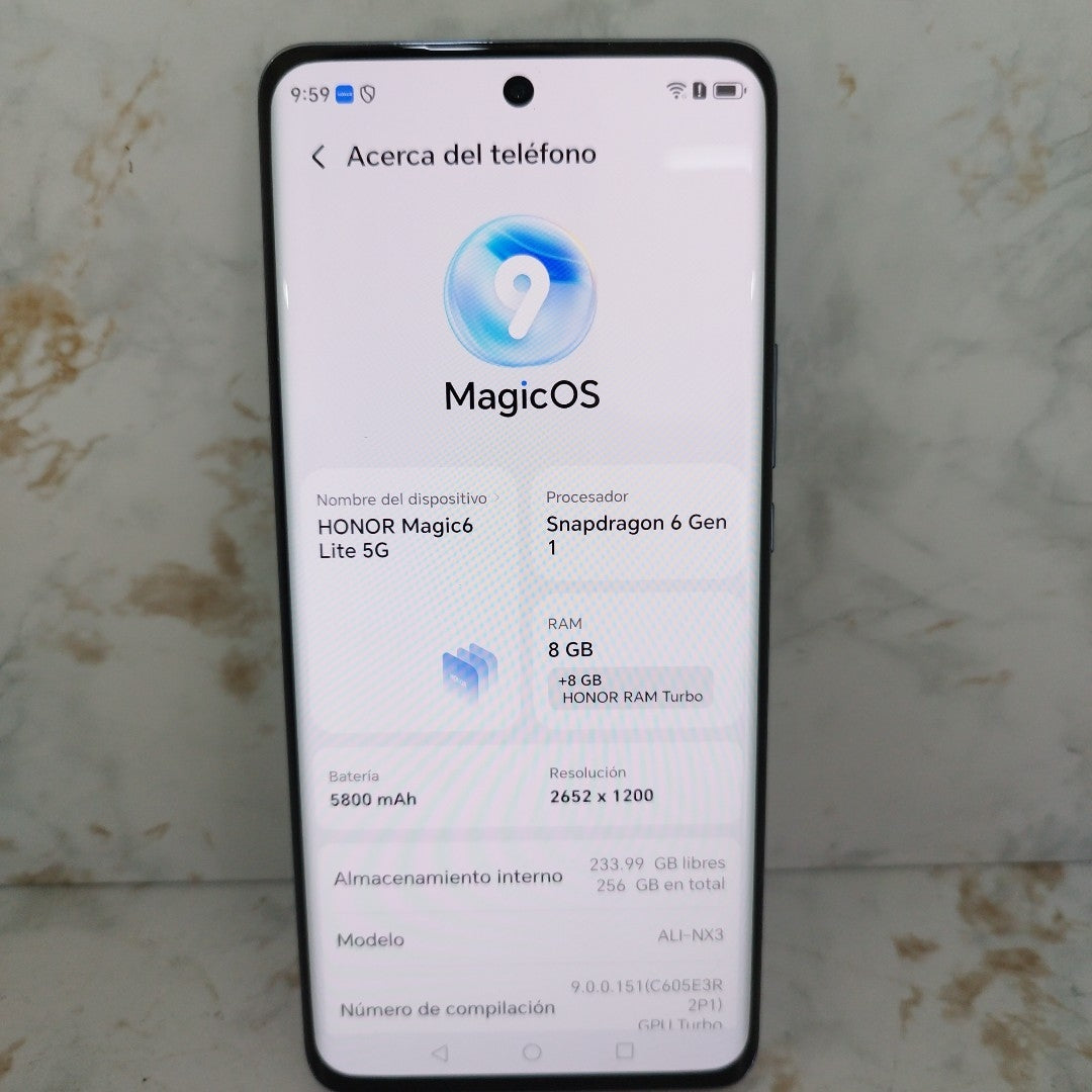 CELULAR HONOR MAGIC6 LITE 5G ALI-NX3 (2023) 256 GB 8 GB RAM (SEMINUEVO)