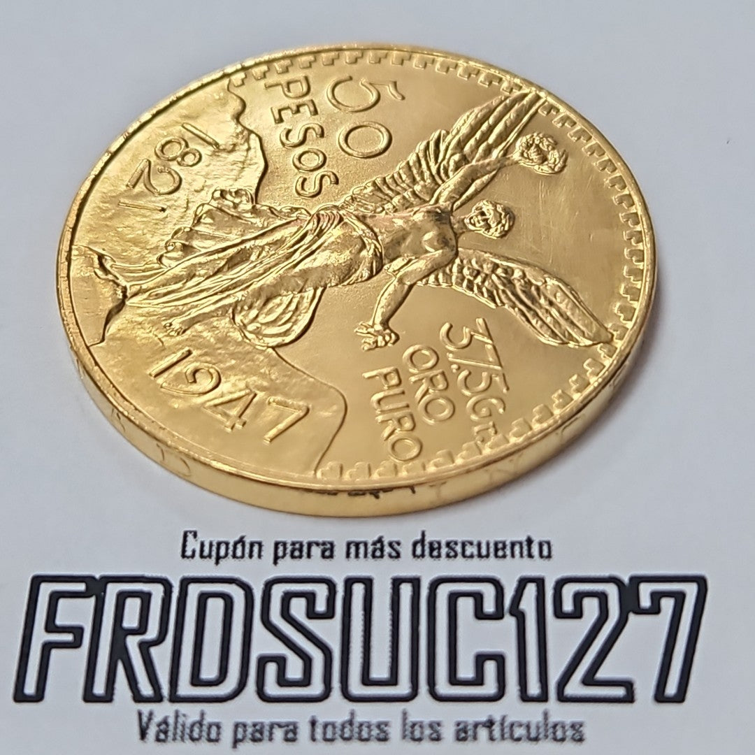 K1 41.6 GRMS - DESC. 0 GRAMOS - 21 K - AVALÚO 71884.8 * * IDENTIFICACIÓN MONEDA NOMINATIVA. * MONEDAS PESOS 50 PESO (SEMINUEVO)