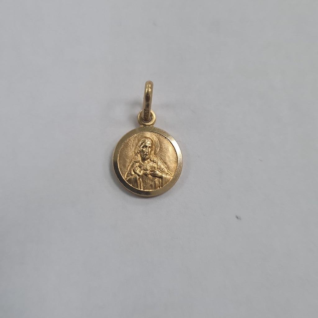10326REL18100B181 FRD3 MEDALLA PEQUEÑA CIRCULAR DOBLE IMAGEN O/A ORO 14K 1.7GRS (NUEVO)