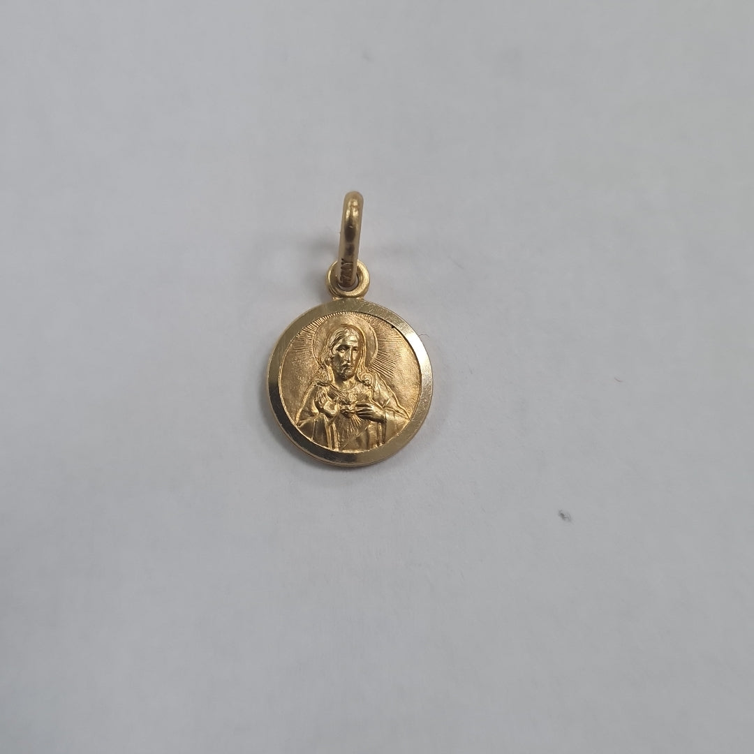 10326REL18100B181 FRD3 MEDALLA PEQUEÑA CIRCULAR DOBLE IMAGEN O/A ORO 14K 1.7GRS (NUEVO)