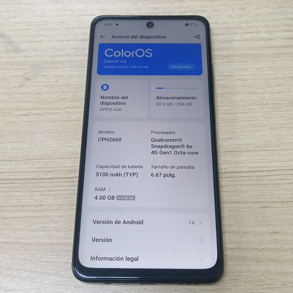 CELULAR OPPO  A40 CPH2669 (2024) 256 GB 4 GB RAM (SEMINUEVO)