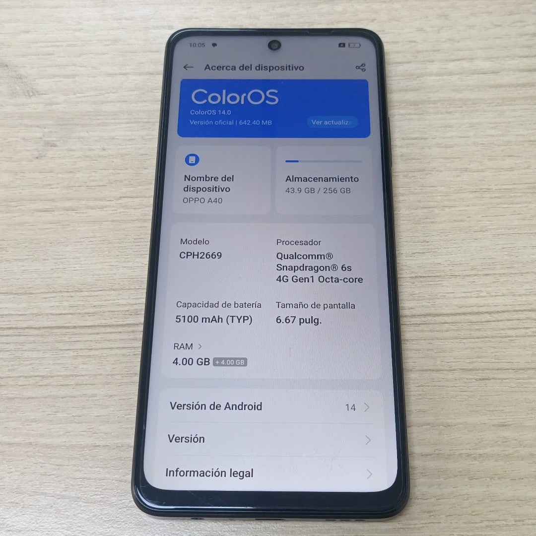CELULAR OPPO  A40 CPH2669 (2024) 256 GB 4 GB RAM (SEMINUEVO)
