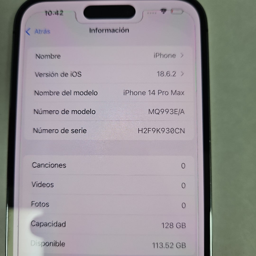 CELULAR APPLE IPHONE 14 PRO MAX A2893 128 GB 6 GB RAM (SEMINUEVO)
