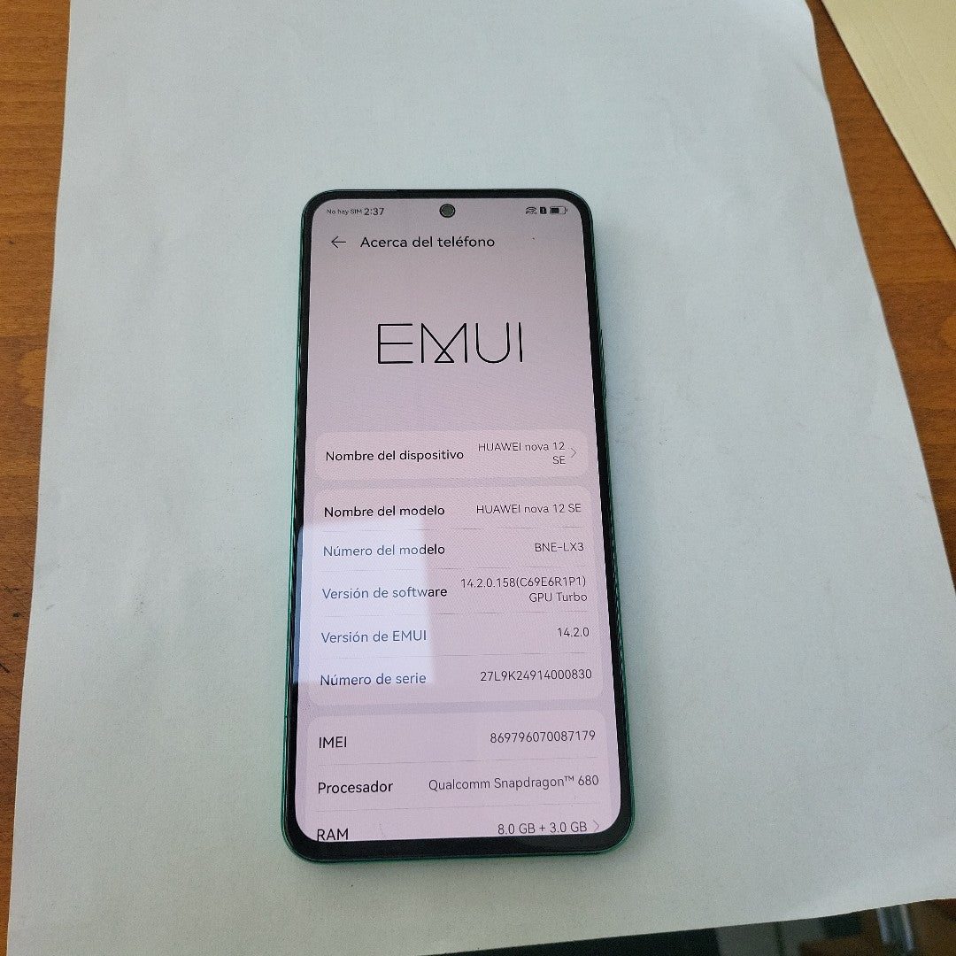 CELULAR HUAWEI NOVA 12SE  BNE-LX3 256 GB 8 GB RAM (SEMINUEVO)