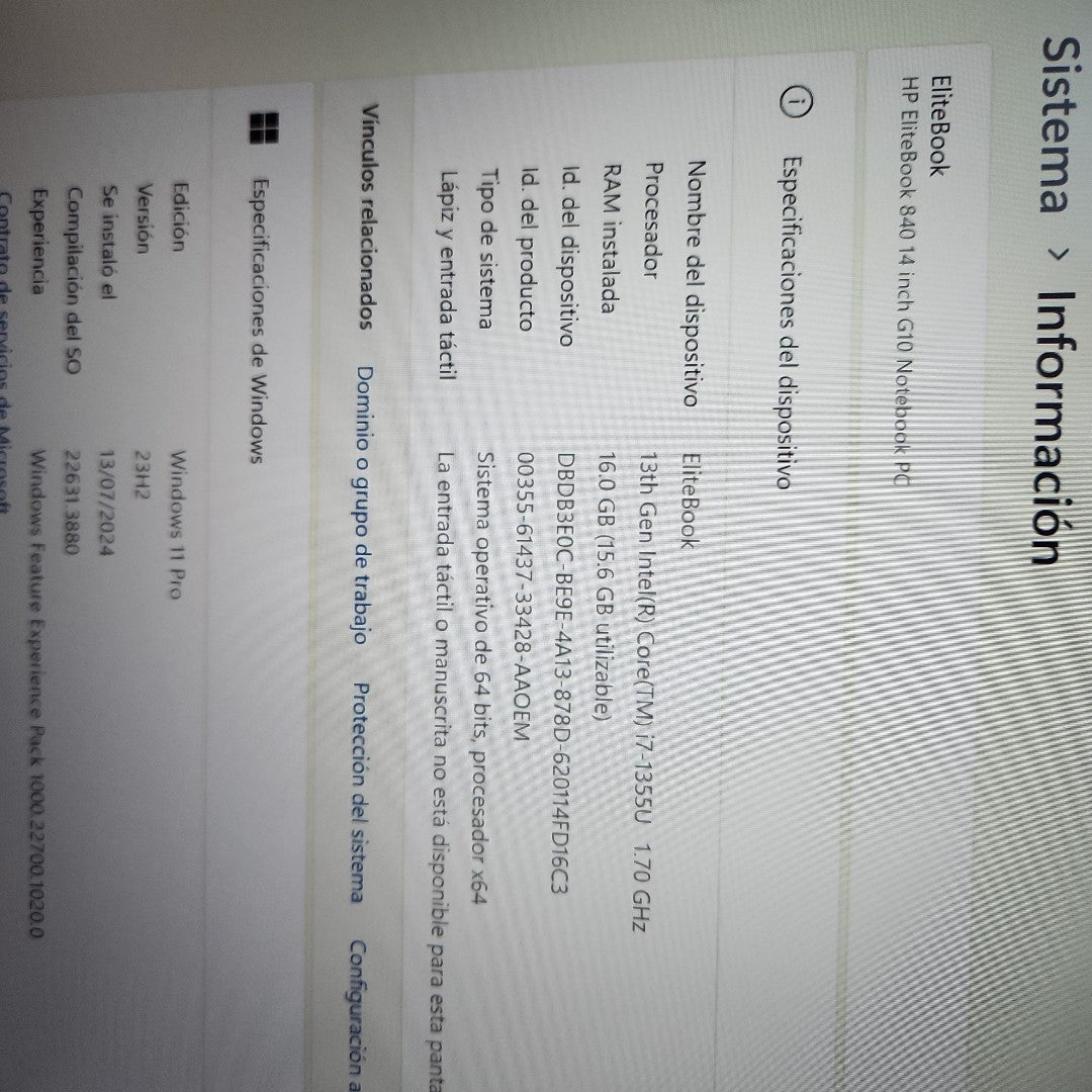 LAPTOP HP ELITEBOOK 840 G10 (2024) 512 GB SSD 16 GB RAM (SEMINUEVO)