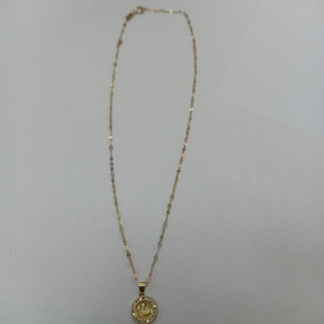 CADENA,MEDALLA RELIGIOSA ORO 10 K 1,50 GRMS (SEMINUEVO)