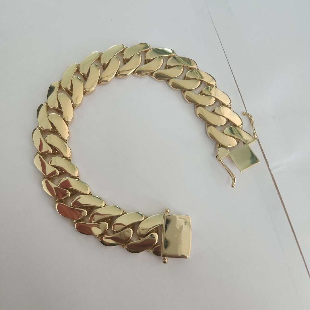 PULSERAS CABALLERO BARBADA AMARILLA ORO 14K 32.5 (NUEVO)