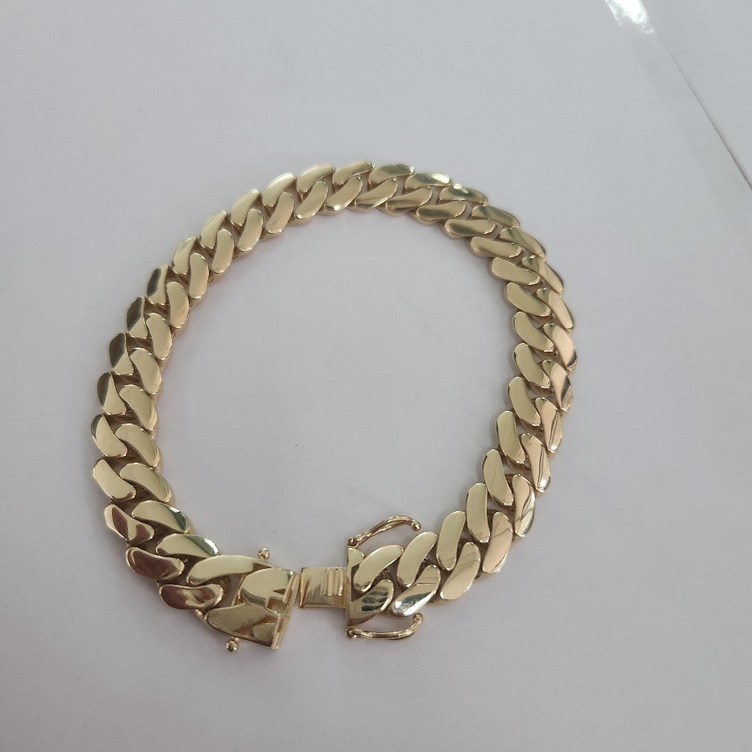 PULSERAS CABALLERO BARBADA AMARILLA ORO 14K 19.8 (NUEVO)