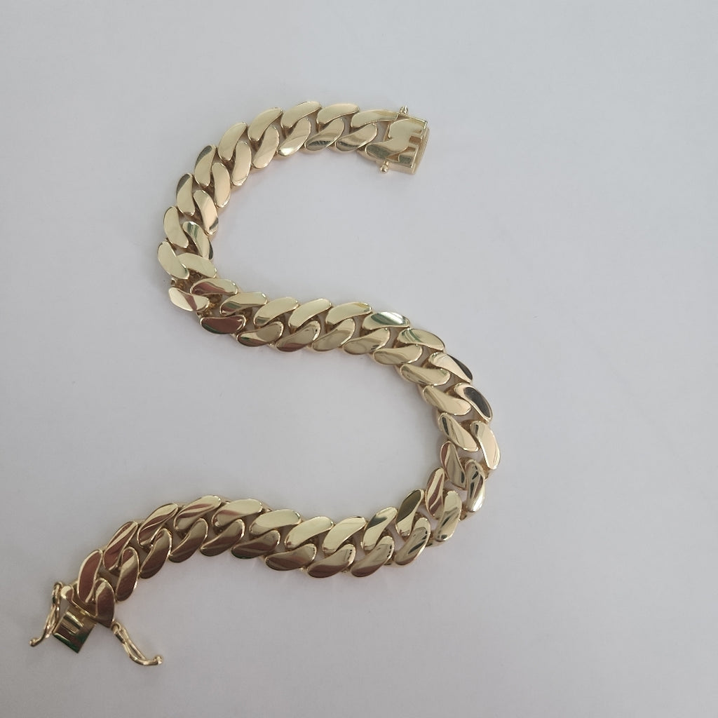 PULSERAS CABALLERO BARBADA AMARILLA ORO 14K 19.8 (NUEVO)
