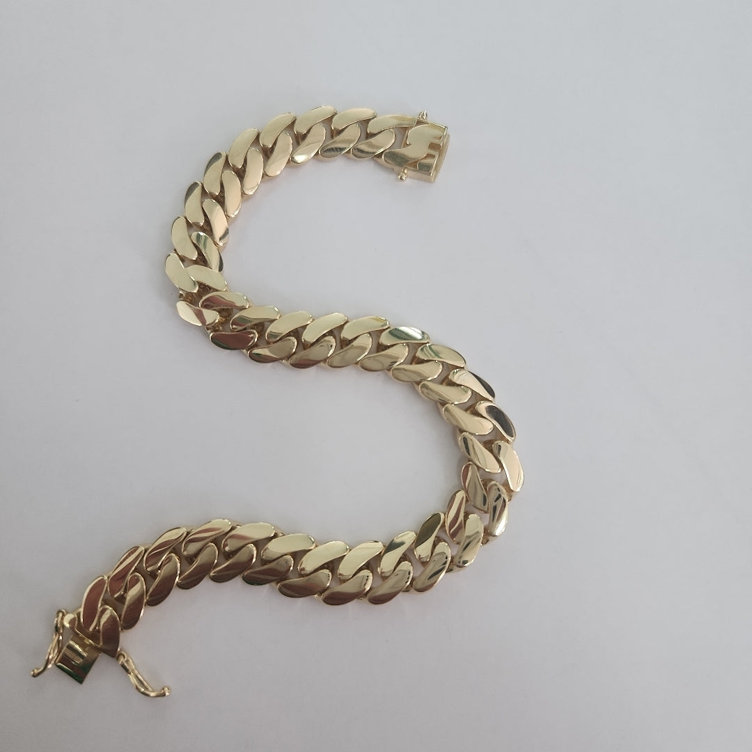PULSERAS CABALLERO BARBADA AMARILLA ORO 14K 19.8 (NUEVO)