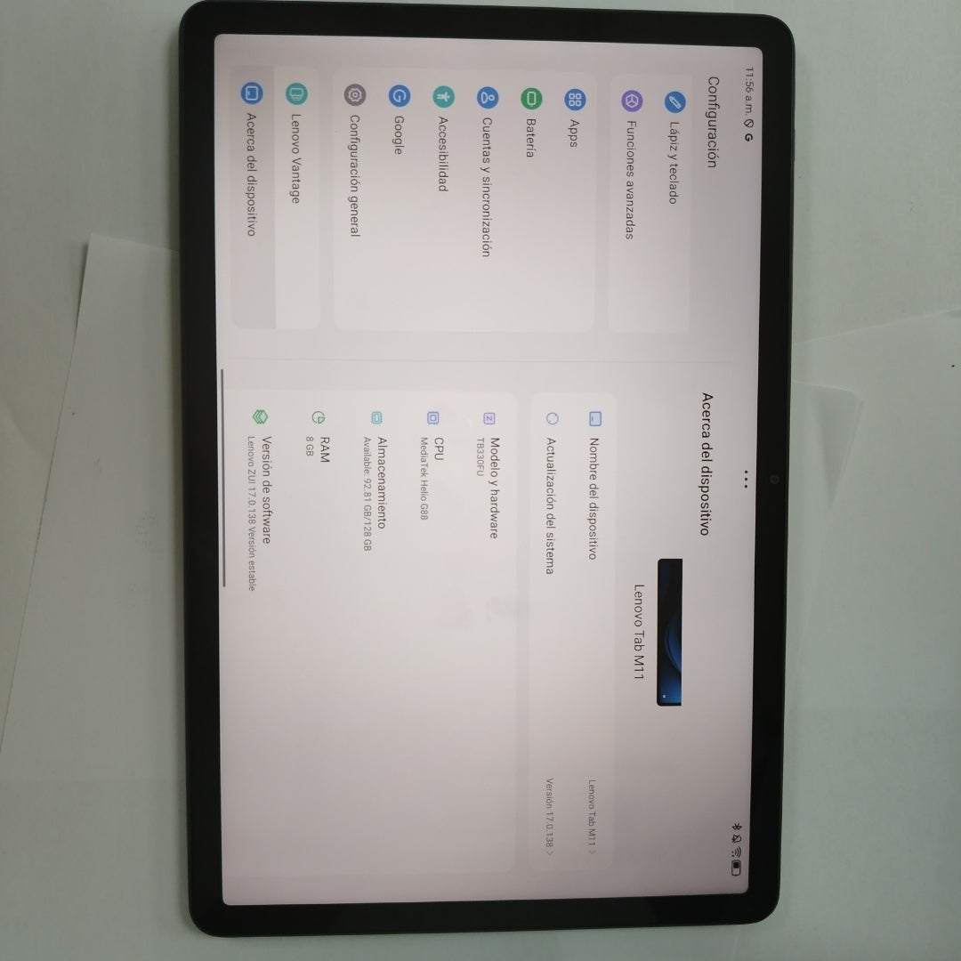 TABLETA LENOVO TAB M11 TB330FU (2024) 128 GB 8 GB RAM (SEMINUEVO)