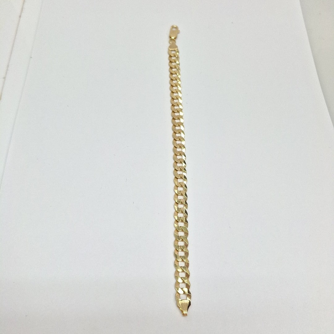 PULSERAS CABALLERO BARBADA AMARILLA ORO 14K 16 (NUEVO)