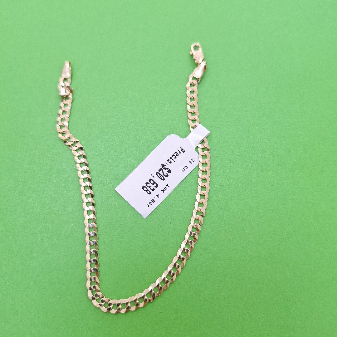PULSERAS CABALLERO BARBADA AMARILLA ORO 14K 4.8 (NUEVO)