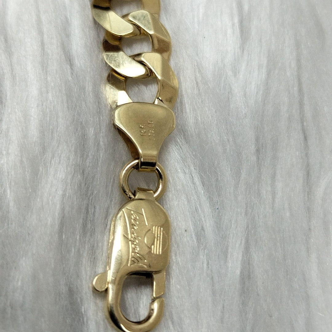 PULSERAS CABALLERO BARBADA AMARILLA ORO 14K 15.6 (NUEVO)
