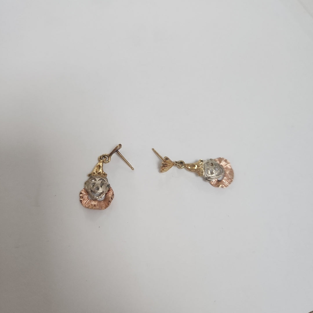 ARETES PAR. ORO, ORO COMBINADO. 14 K 2.6 GRMS (SEMINUEVO)