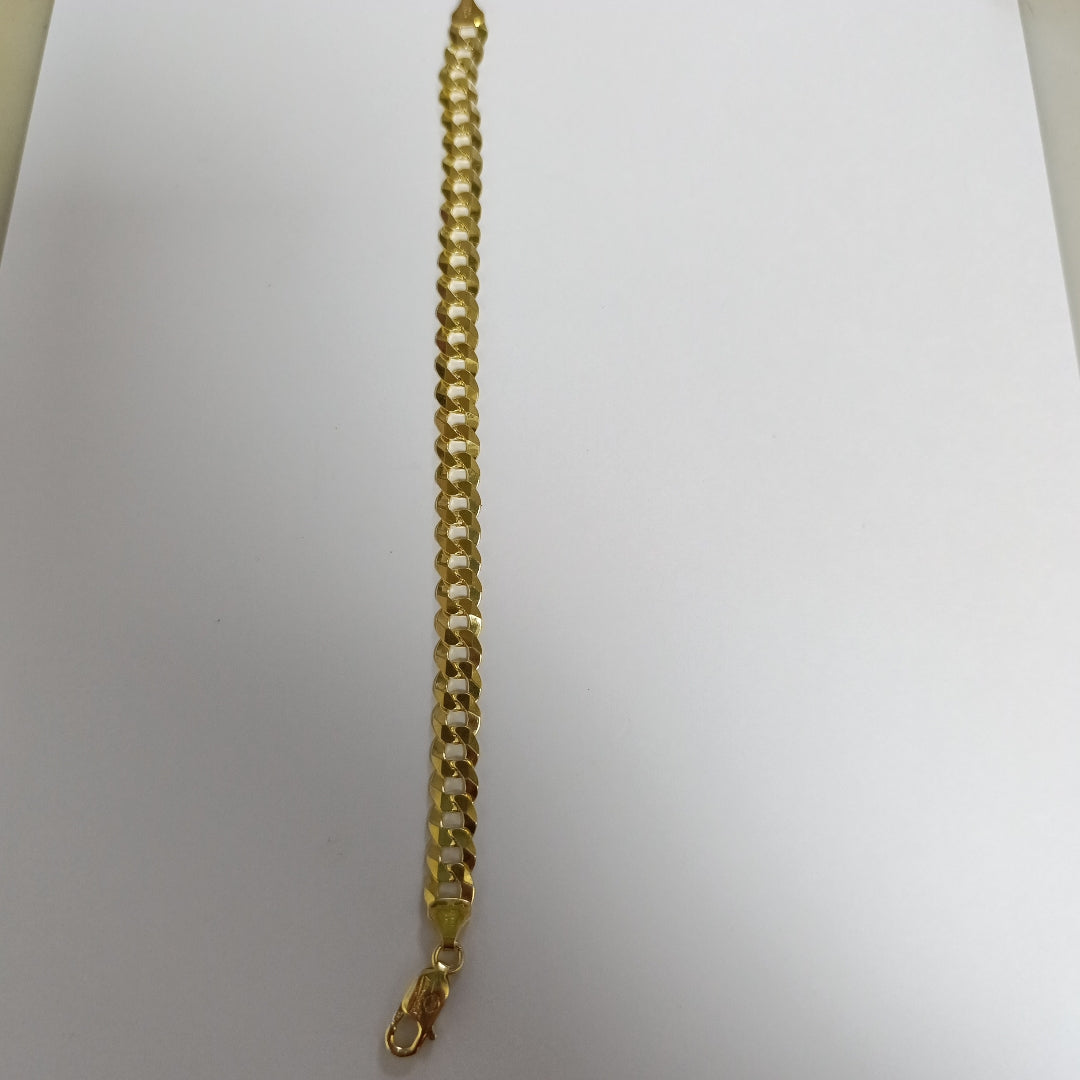 PULSERAS CABALLERO BARBADA AMARILLA ORO 14K 16 (NUEVO)