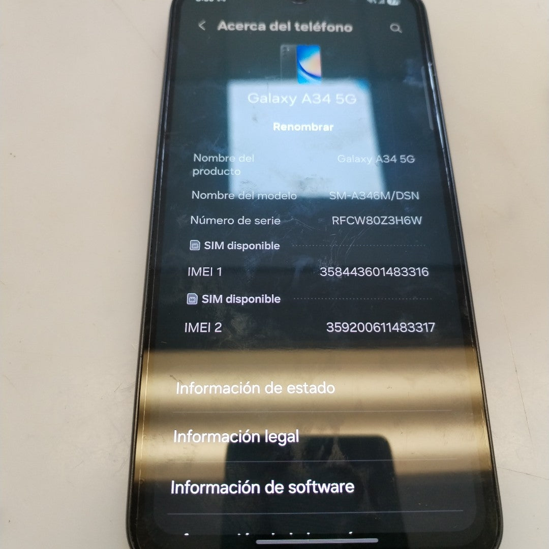 CELULAR SAMSUNG GALAXY A34 5G SM-A346M 256 GB 8 GB RAM (SEMINUEVO)