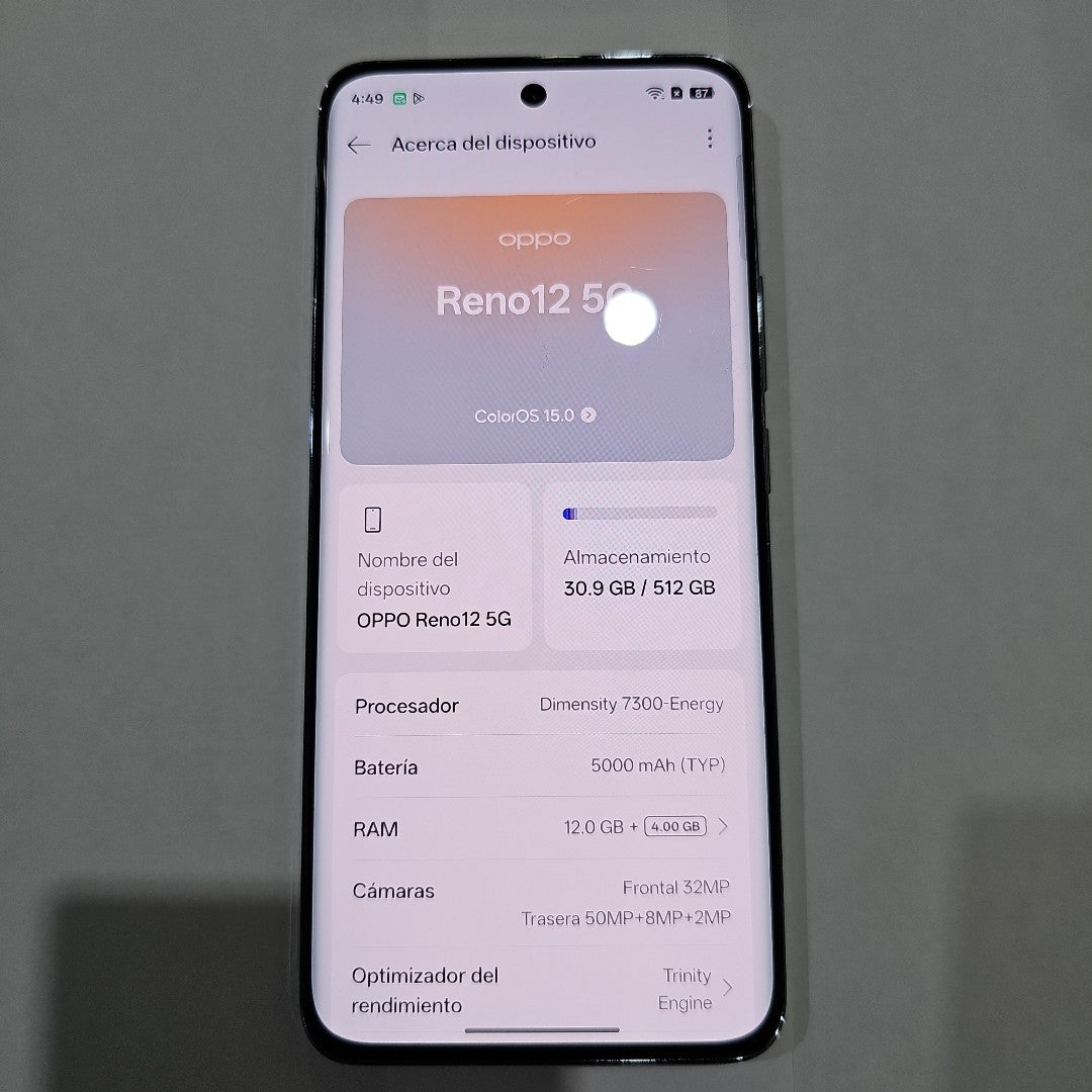 CELULAR OPPO   RENO12 5G CPH2625 (2024) 512 GB 12 GB RAM (SEMINUEVO)