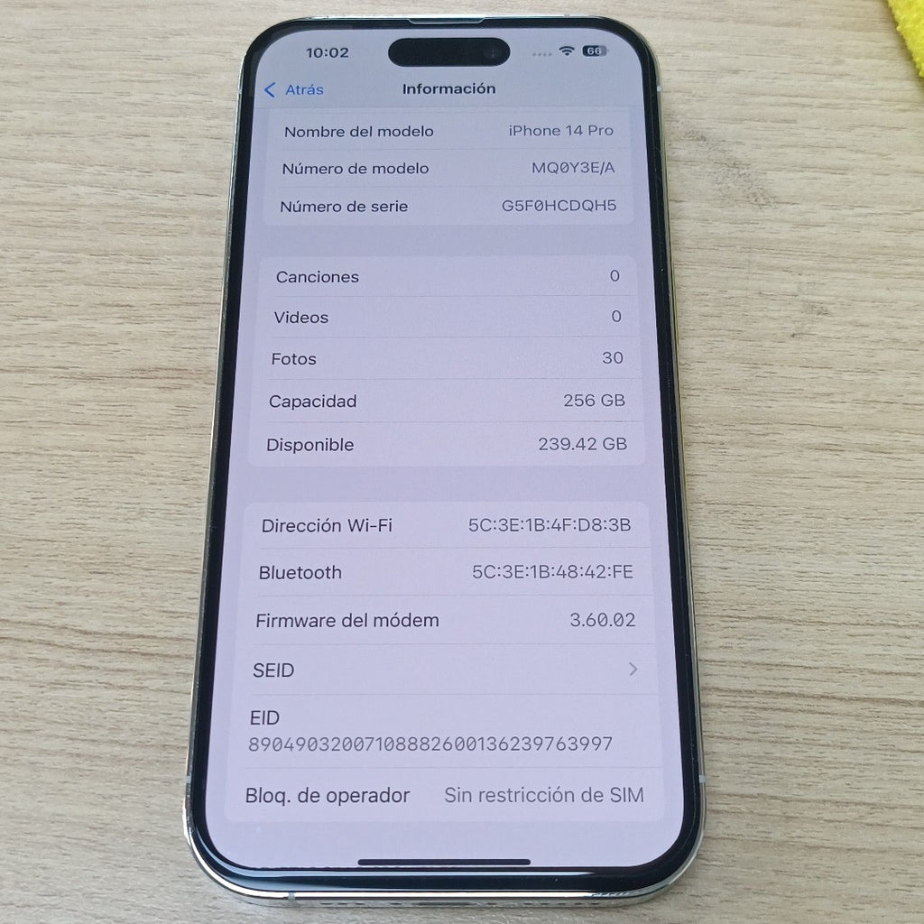 CELULAR APPLE IPHONE 14 PRO A2889 256 GB 6 GB RAM (SEMINUEVO)
