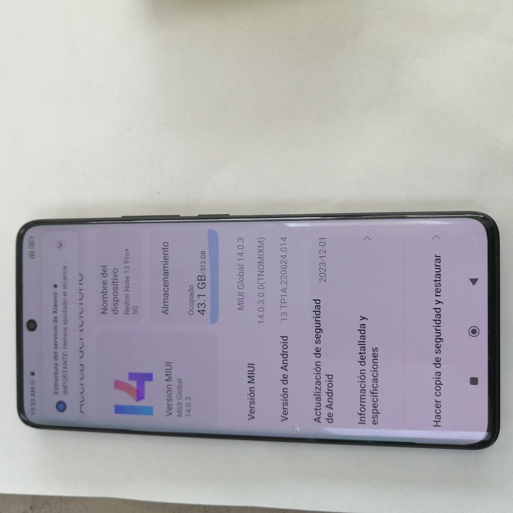 CELULAR XIAOMI REDMI NOTE 13 PRO+ 5G 23090RA98G (2023) 512 GB 12 GB RAM (SEMINUEVO)