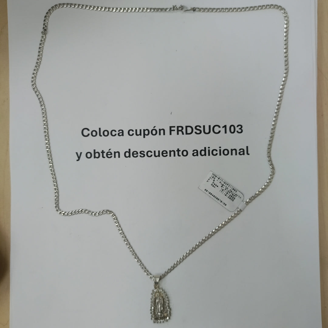 CADENA, MEDALLA RELIGIOSA. PLATA. 11.1 GRMS (SEMINUEVO)
