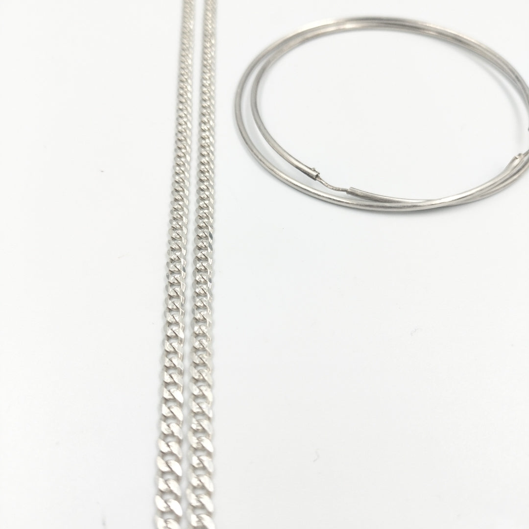 ARRACADAS PAR,CADENA PLATA 23,20 GRMS (SEMINUEVO)