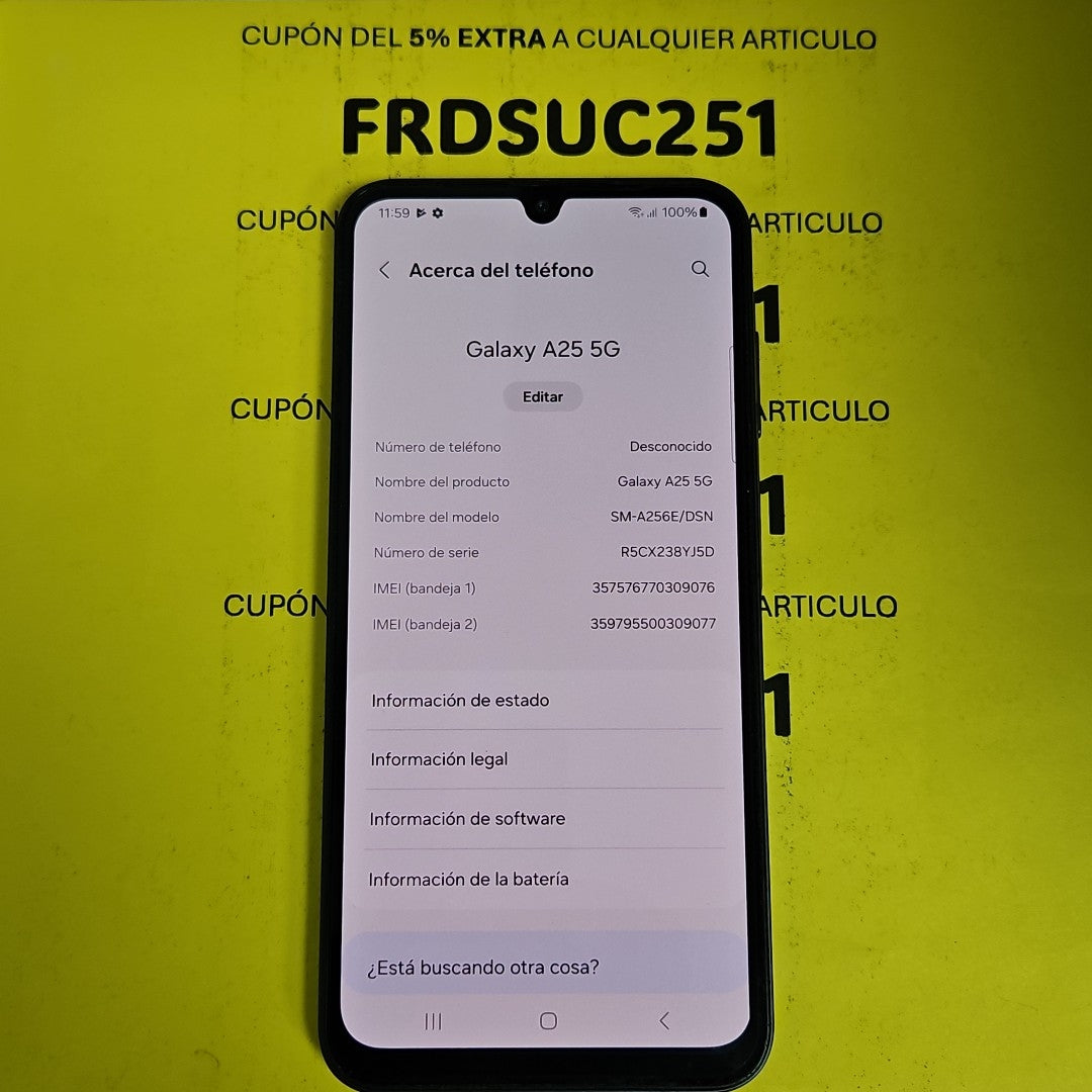 CELULAR SAMSUNG GALAXY A25 5G SM-A256E/DSN (2023) 128 GB 6 GB RAM