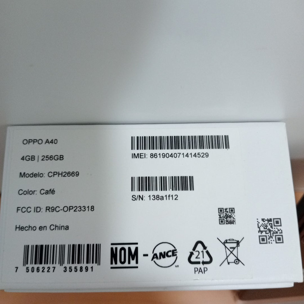 CELULAR OPPO  A40 CPH2669 (2024) 256 GB 4 GB RAM (SEMINUEVO)