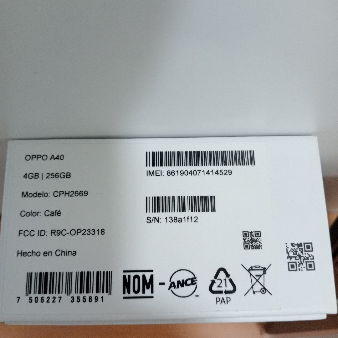 CELULAR OPPO  A40 CPH2669 (2024) 256 GB 4 GB RAM (SEMINUEVO)