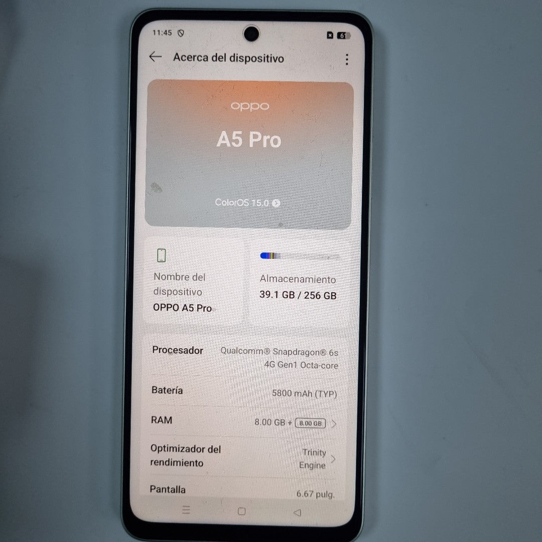 CELULAR OPPO  A5 PRO CPH2711 (2025) 256 GB 8 GB RAM (SEMINUEVO)